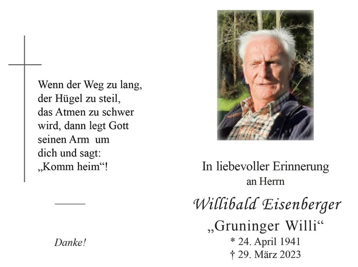 Kamerad Willi Eisenberger ist unerwartet verstorben