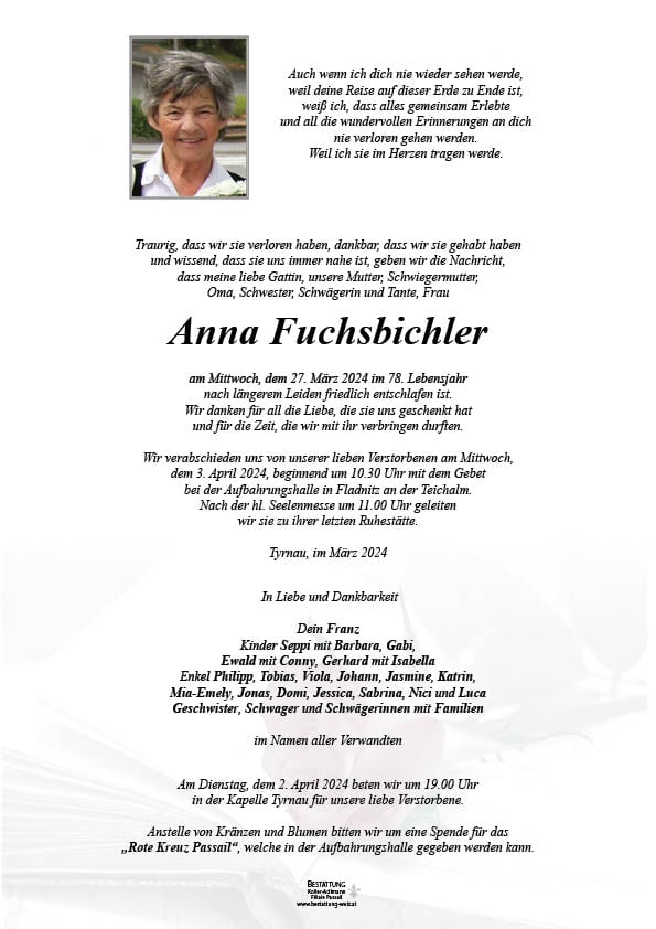 Fahnenpatin Fuchsbichler Anna   + 27. März 2024